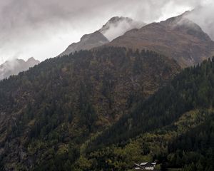 Preview wallpaper mountains, slopes, forest, trees, clouds