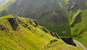 Preview wallpaper mountains, slopes, hills, green, grass