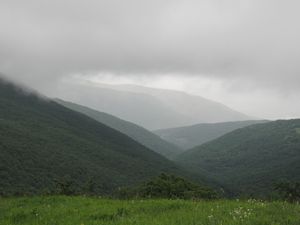 Preview wallpaper mountains, slopes, hills, fog, despondency