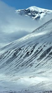 Preview wallpaper mountains, slopes, snow, stones, fog