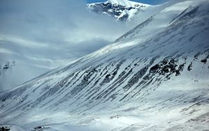 Preview wallpaper mountains, slopes, snow, stones, fog