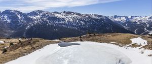 Preview wallpaper mountains, slopes, stones, lake, ice, nature