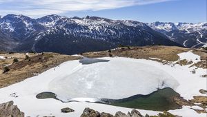 Preview wallpaper mountains, slopes, stones, lake, ice, nature