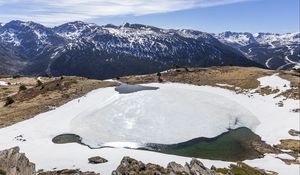 Preview wallpaper mountains, slopes, stones, lake, ice, nature