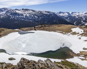 Preview wallpaper mountains, slopes, stones, lake, ice, nature