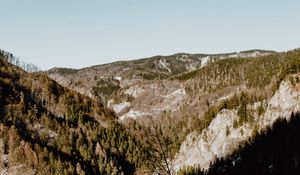 Preview wallpaper mountains, slopes, trees, aerial view, landscape