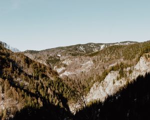 Preview wallpaper mountains, slopes, trees, aerial view, landscape