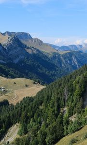 Preview wallpaper mountains, slopes, valley, trees, landscape