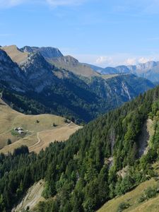 Preview wallpaper mountains, slopes, valley, trees, landscape