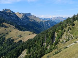 Preview wallpaper mountains, slopes, valley, trees, landscape