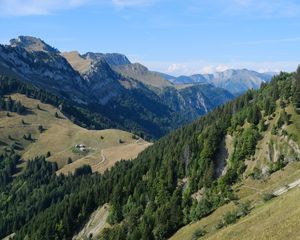 Preview wallpaper mountains, slopes, valley, trees, landscape