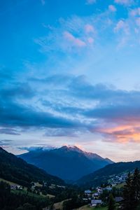 Preview wallpaper mountains, slopes, valley, trees, landscape, clouds