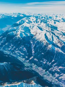 Preview wallpaper mountains, snow, aerial view, landscape