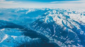 Preview wallpaper mountains, snow, aerial view, landscape