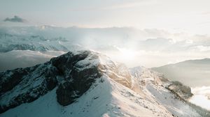 Preview wallpaper mountains, snow, aerial view, winter, landscape