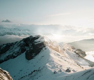 Preview wallpaper mountains, snow, aerial view, winter, landscape