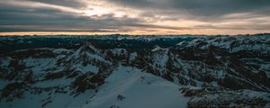 Preview wallpaper mountains, snow, aerial view, horizon, nature