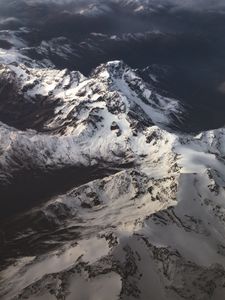 Preview wallpaper mountains, snow, aerial view, mountain range