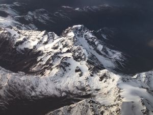 Preview wallpaper mountains, snow, aerial view, mountain range