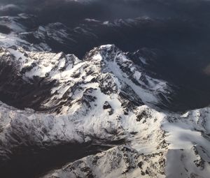 Preview wallpaper mountains, snow, aerial view, mountain range