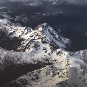 Preview wallpaper mountains, snow, aerial view, mountain range