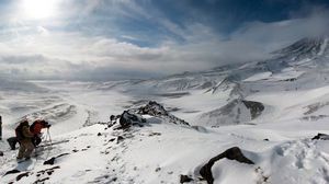 Preview wallpaper mountains, snow, ascension, mountaineering, height, conquest