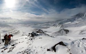 Preview wallpaper mountains, snow, ascension, mountaineering, height, conquest