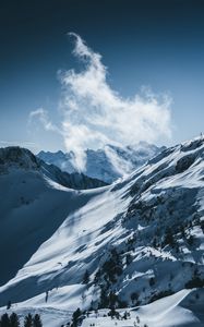 Preview wallpaper mountains, snow, cloud, winter, landscape, snowy