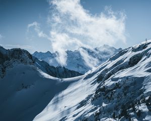 Preview wallpaper mountains, snow, cloud, winter, landscape, snowy