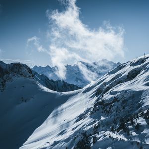 Preview wallpaper mountains, snow, cloud, winter, landscape, snowy