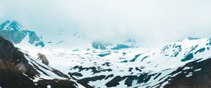 Preview wallpaper mountains, snow, clouds, slope, cliff