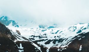 Preview wallpaper mountains, snow, clouds, slope, cliff