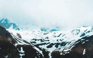 Preview wallpaper mountains, snow, clouds, slope, cliff