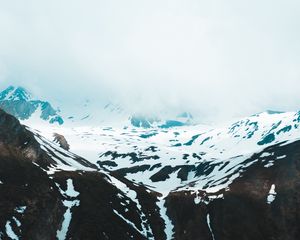 Preview wallpaper mountains, snow, clouds, slope, cliff