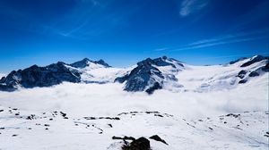 Preview wallpaper mountains, snow, clouds, snowy, nature