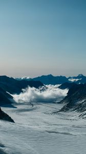 Preview wallpaper mountains, snow, clouds, rocks, mountain range