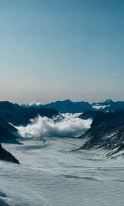 Preview wallpaper mountains, snow, clouds, rocks, mountain range