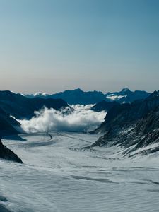 Preview wallpaper mountains, snow, clouds, rocks, mountain range