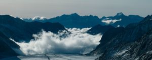 Preview wallpaper mountains, snow, clouds, rocks, mountain range