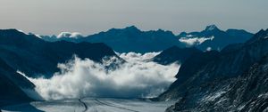 Preview wallpaper mountains, snow, clouds, rocks, mountain range