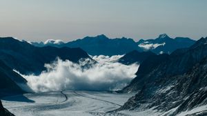 Preview wallpaper mountains, snow, clouds, rocks, mountain range