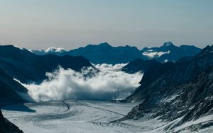 Preview wallpaper mountains, snow, clouds, rocks, mountain range