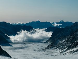 Preview wallpaper mountains, snow, clouds, rocks, mountain range