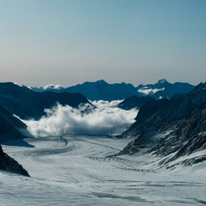 Preview wallpaper mountains, snow, clouds, rocks, mountain range