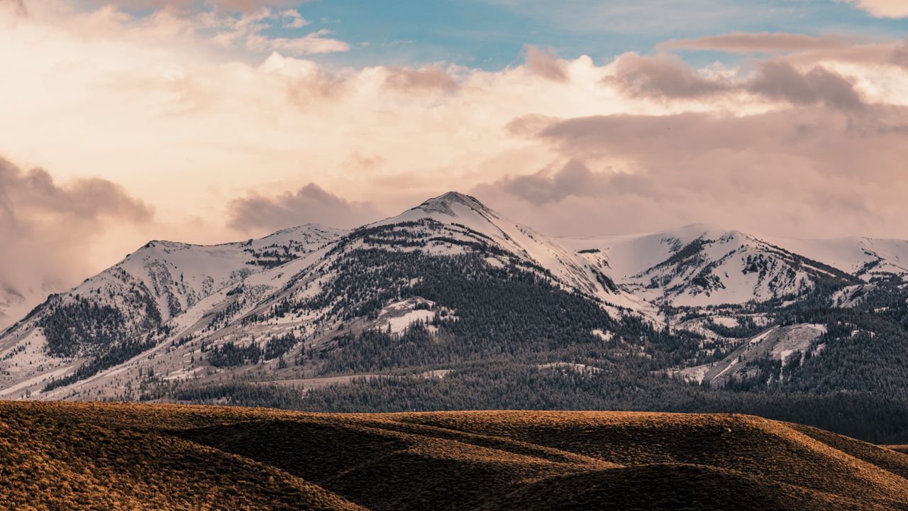 Wallpaper mountains, snow, clouds, hills, landscape