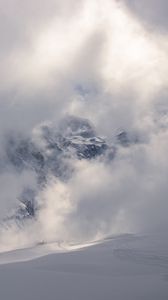 Preview wallpaper mountains, snow, clouds, landscape, white
