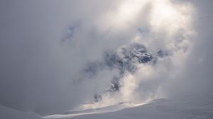Preview wallpaper mountains, snow, clouds, landscape, white