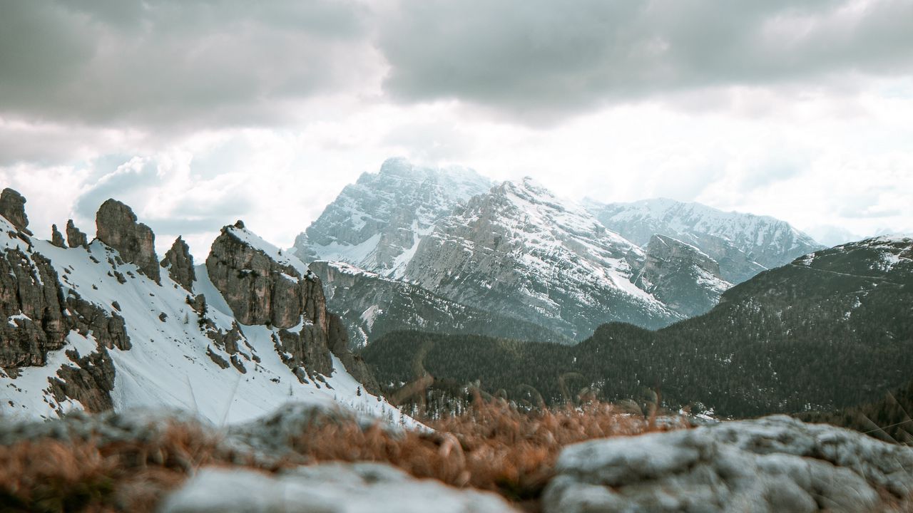 Wallpaper mountains, snow, clouds, landscape