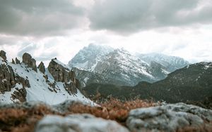 Preview wallpaper mountains, snow, clouds, landscape