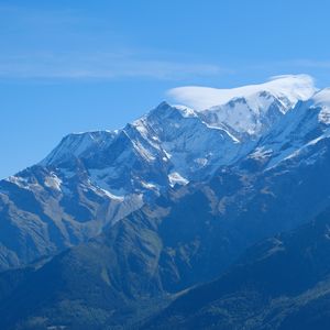 Preview wallpaper mountains, snow, clouds, nature, landscape